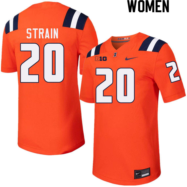 Women #20 Tyler Strain Illinois Fighting Illini College Football Jerseys Stitched-Orange